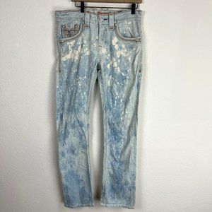 Rock Revival Men's Feeney Acid Wash Straight Leg Jeans Size 32